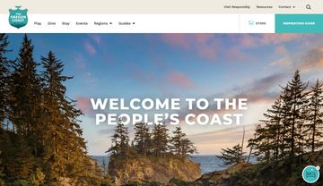 A screenshot of VisitTheOregonCoast.com after the redesign. A banner image states: Welcome to the people’s coast.