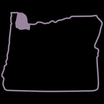 A simplified map of the state of Oregon, with the Portland Region region highlighted.