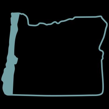 A simplified map of the state of Oregon, with the Oregon Coast region highlighted.